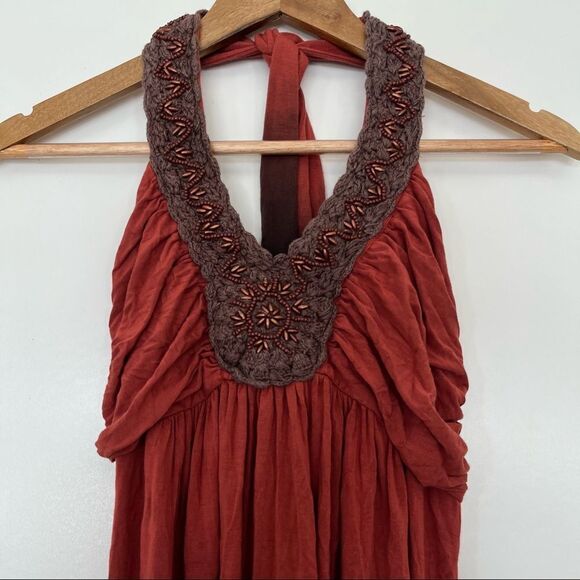 Sundance Boho Chic Halter Neck Beaded Crochet Ombre Summer Tank Top Size Medium - Picture 2 of 9
